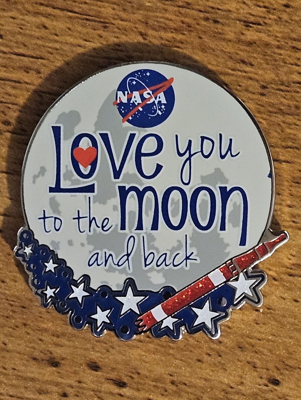 NASA "Love You to the Moon and Back" Metal Enamel Round Fridge Magnet (KSC)